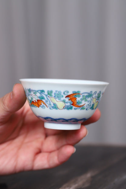 斗彩瓜瓢棉之敞口杯
尺寸：口径8.6高4.6
容量：120ml