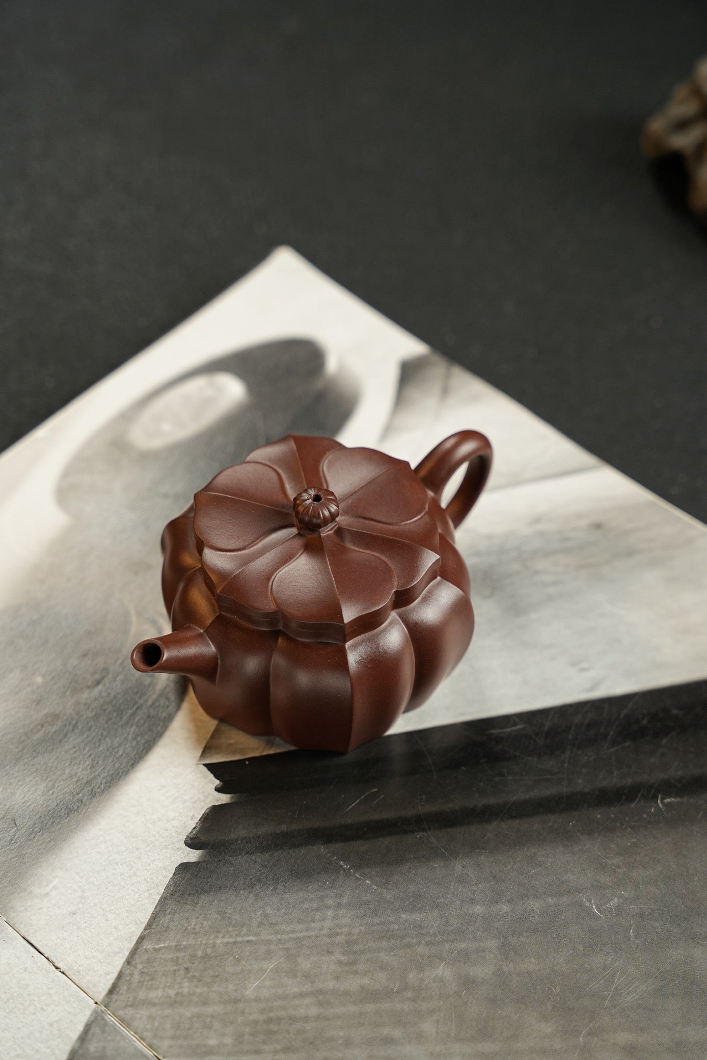 鸣远菱花140cc老紫泥料