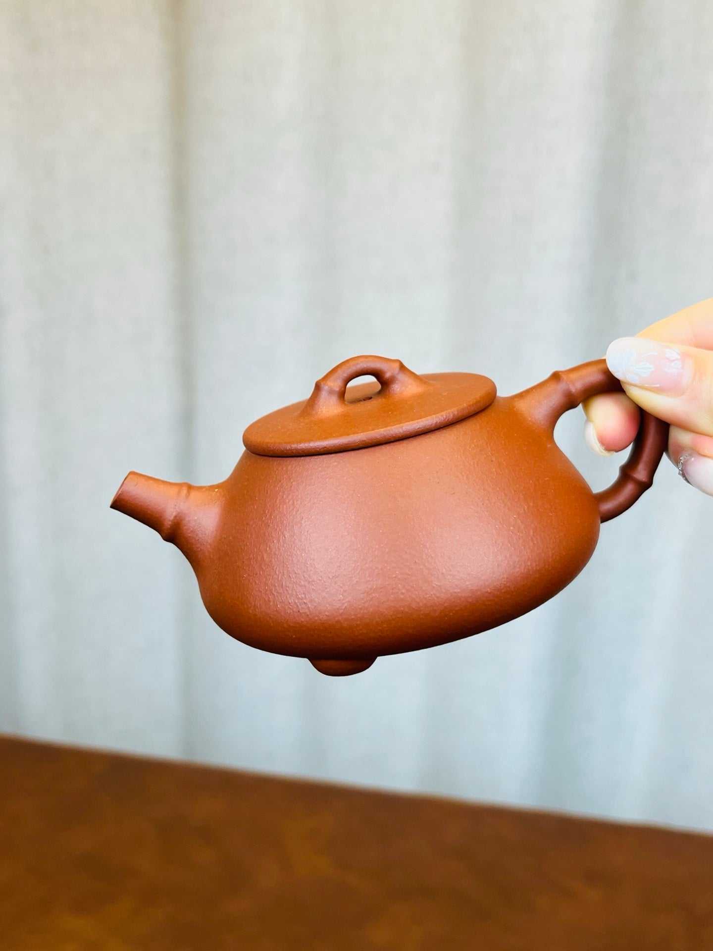 平盖石瓢 竹节款小红泥150cc