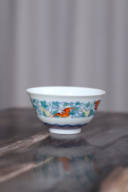 斗彩瓜瓢棉之敞口杯
尺寸：口径8.6高4.6
容量：120ml