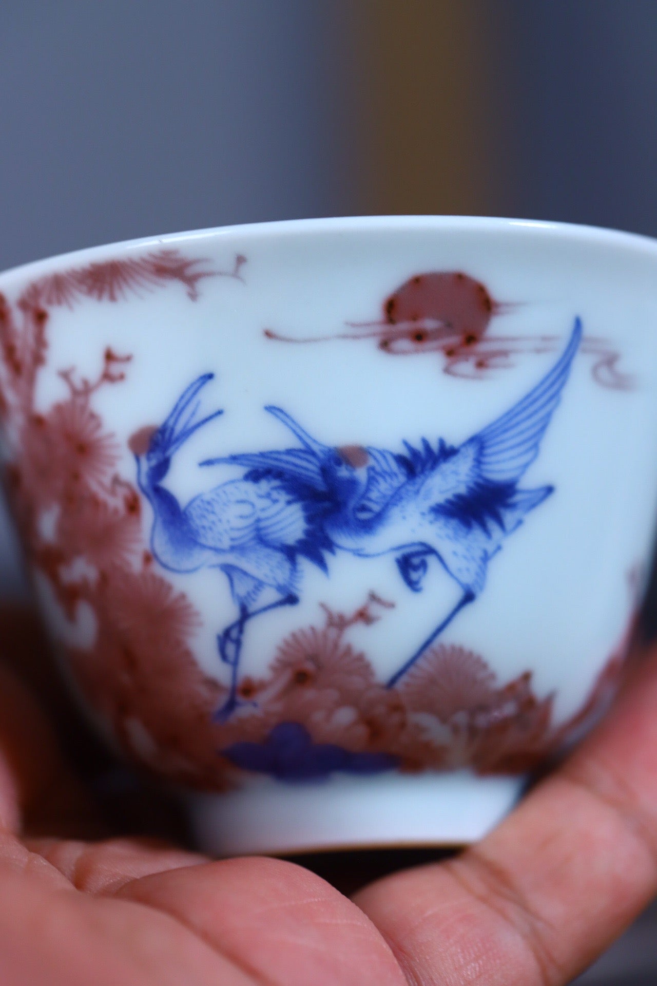 品牌：璟色堂
品名：青花釉里红杯
尺寸：口径7.9cm高5.5cm
容量：120cc