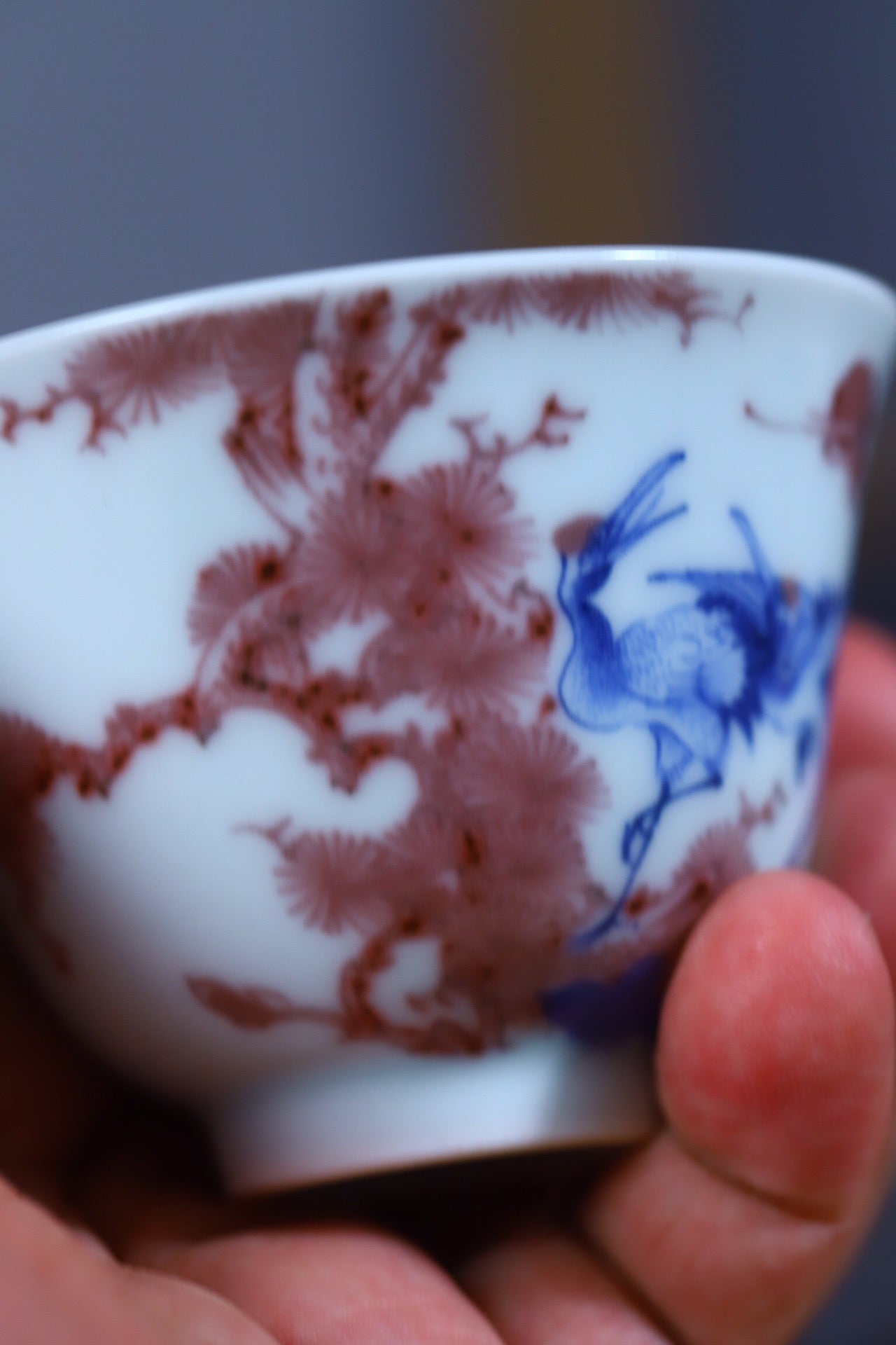 品牌：璟色堂
品名：青花釉里红杯
尺寸：口径7.9cm高5.5cm
容量：120cc