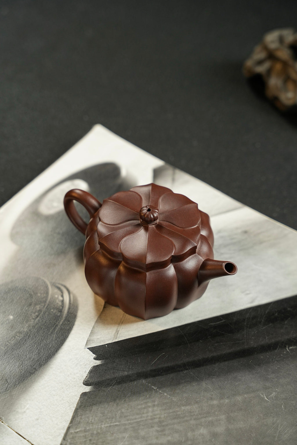 鸣远菱花140cc老紫泥料