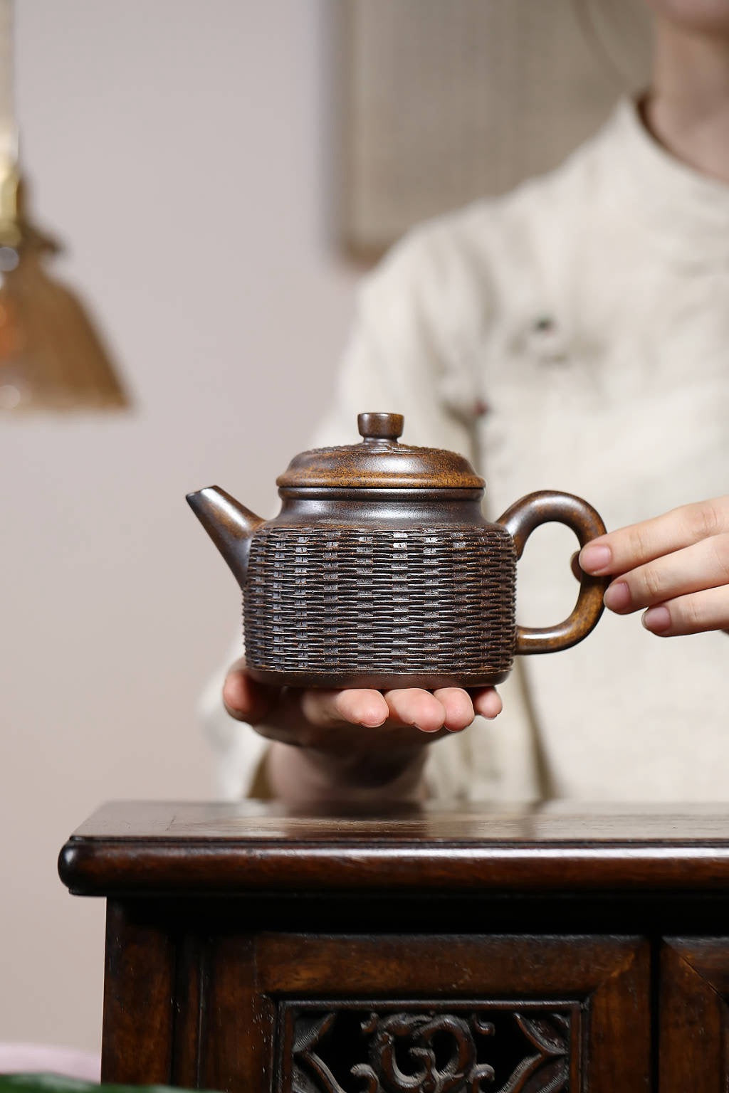 范永芳国家级 高级工艺美术师竹编德钟黄金段柴烧260cc